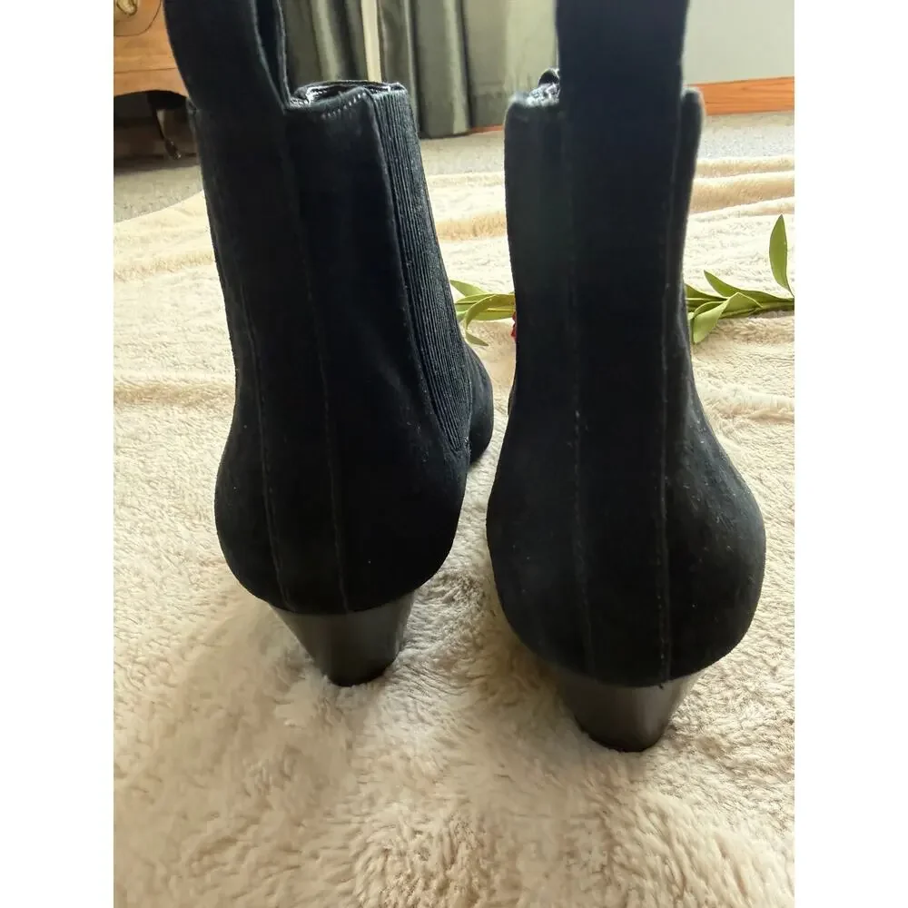 Talbots Black Suede Slip on Bootie Wedge Size 6M